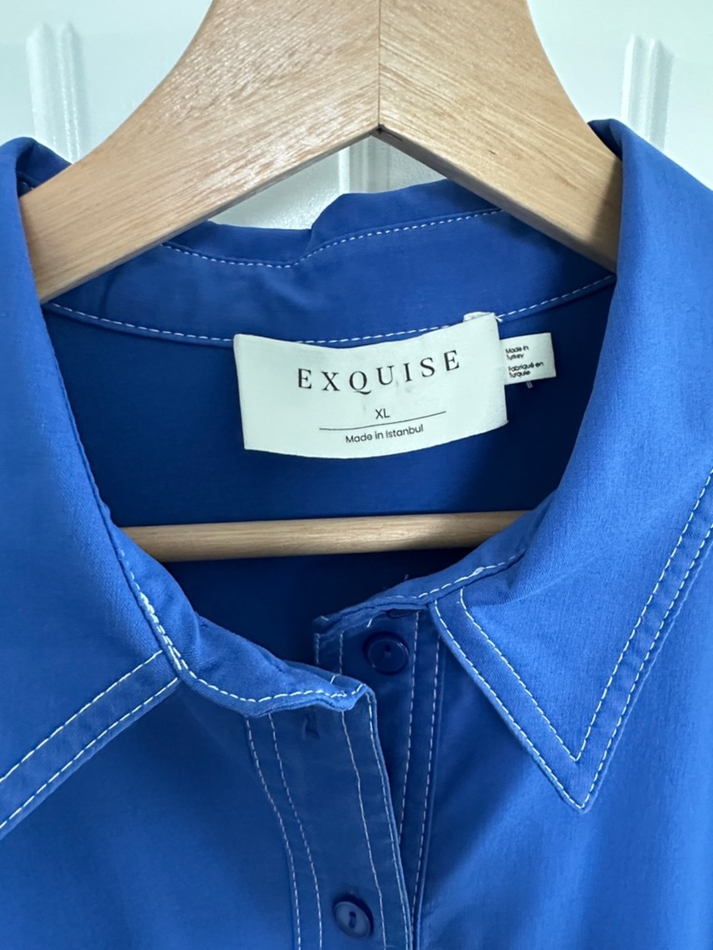 Anthropologie/Exquise Cobalt Blue Button-Front Shirt Midi Dress - Picture 2 of 11